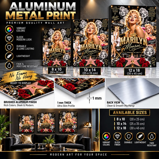 Hollywood Marilyn Monroe Glamour Metal Wall Art