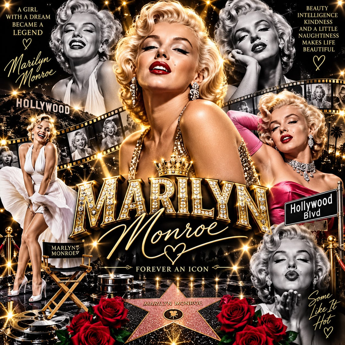 Hollywood Marilyn Monroe Glamour Metal Wall Art